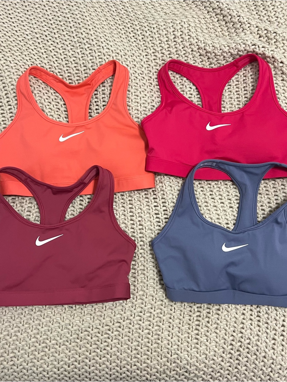 Nike Women’s Racerback Sports Bras - Coral, Raspberry, Plum, Slate Blue